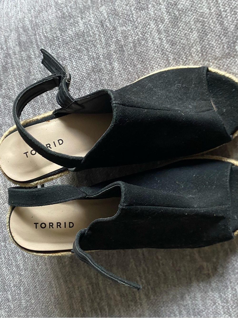 torrid Black Suede Espadrille Wedge Slingbacks